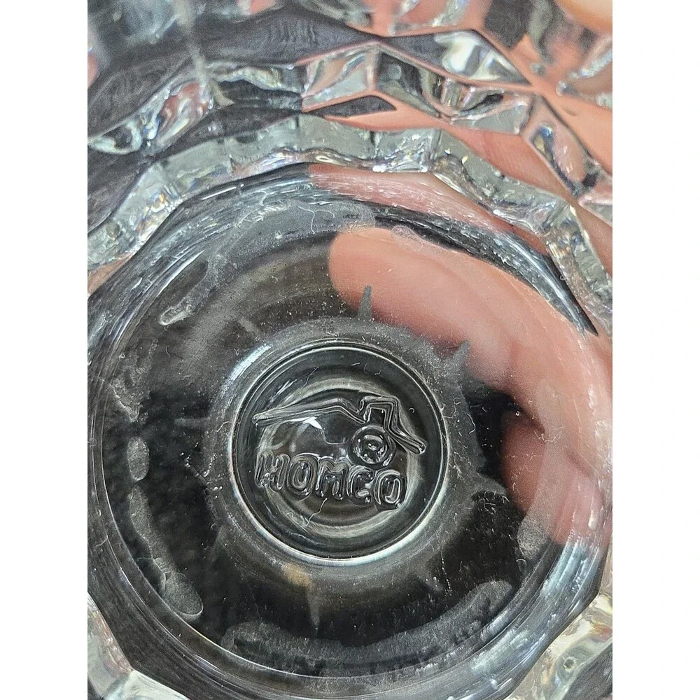 Vintage Homco Clear Glass Peg Votive Candle Cups- Pair of 2 Diamond Point Marked
